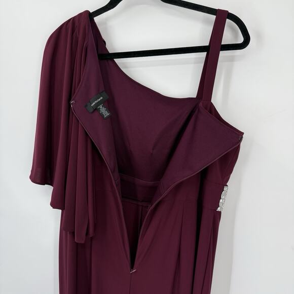 R&M Richards Sleeveless Jumpsuit size 14 Maroon Crystal Embellished Event - Picture 7 of 11